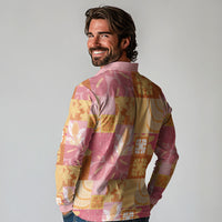 Aloha Hawaii Quilt Floral Patchwork Style Long Sleeve Polo Shirt LT14 - Polynesian Pride