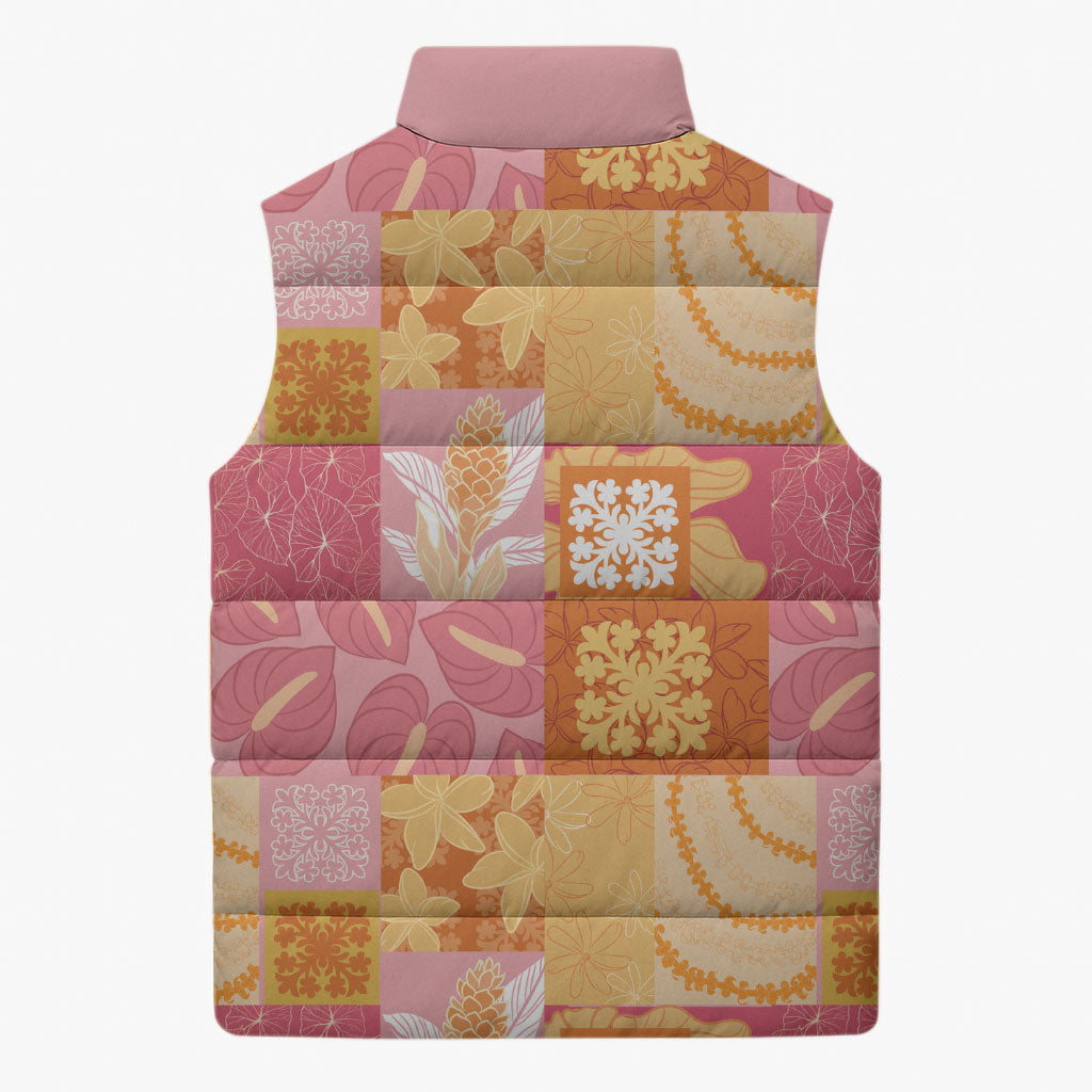 Aloha Hawaii Quilt Floral Patchwork Style Sleeveless Puffer Jacket LT14 - Polynesian Pride