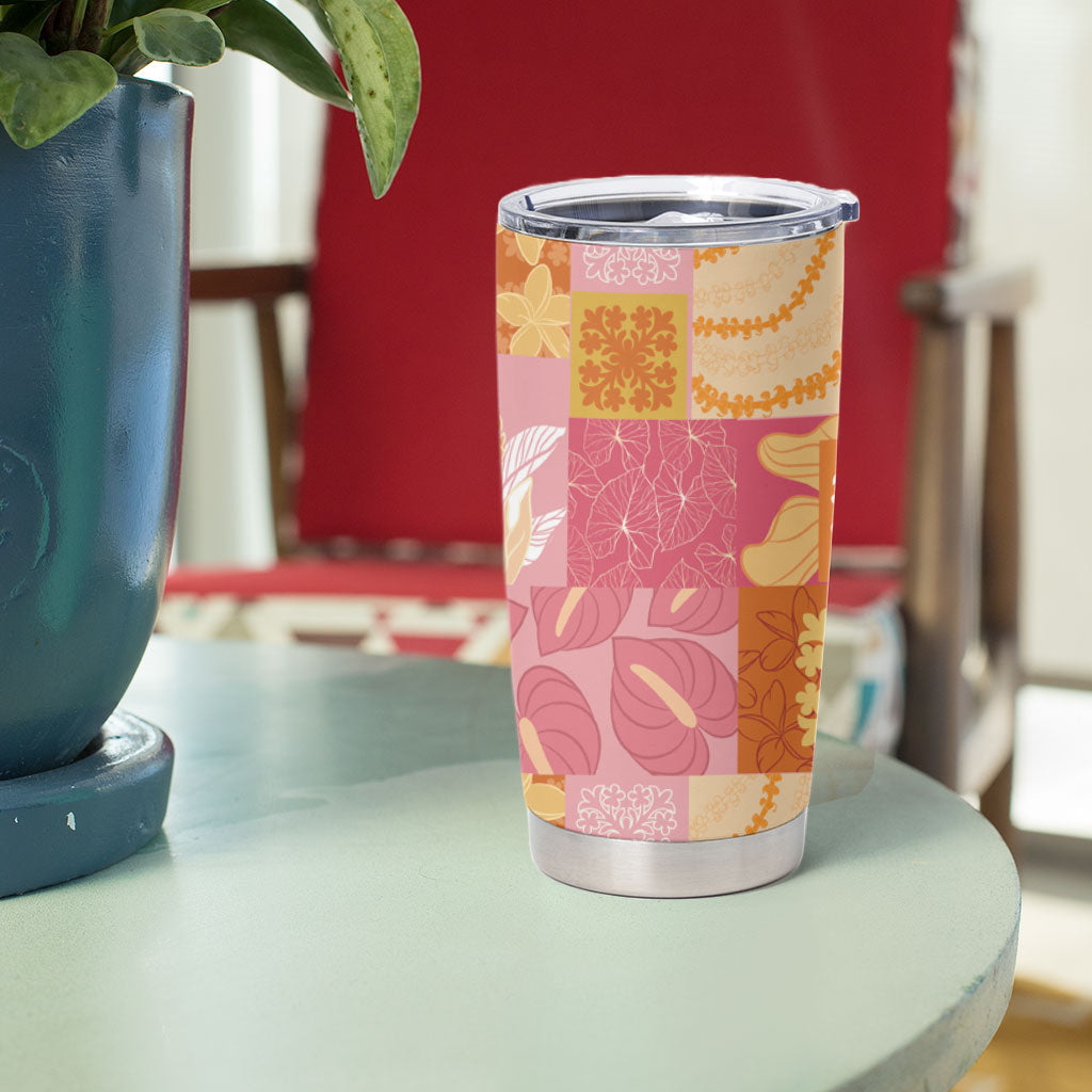 Aloha Hawaii Quilt Floral Patchwork Style Tumbler Cup LT14 - Polynesian Pride