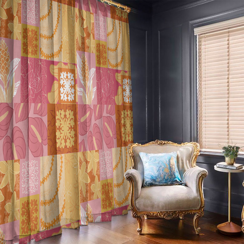 Aloha Hawaii Quilt Floral Patchwork Style Window Curtain LT14 - Polynesian Pride