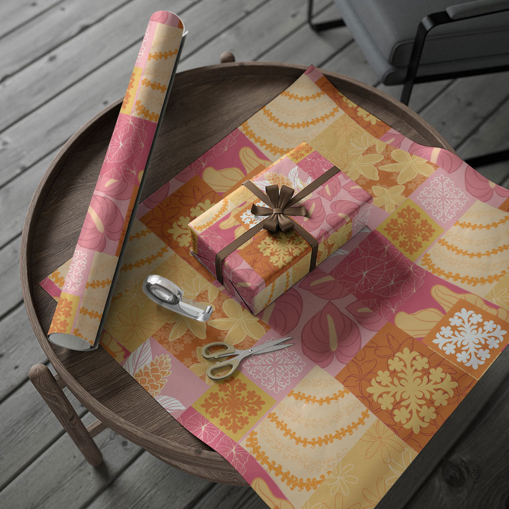 Aloha Hawaii Quilt Floral Patchwork Style Wrapping Paper LT14 - Polynesian Pride