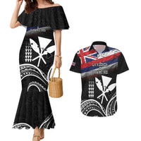 Hawaii Independence Day Couples Matching Mermaid Dress and Hawaiian Shirt La Kuokoa - Happy 28th November LT14 Black - Polynesian Pride