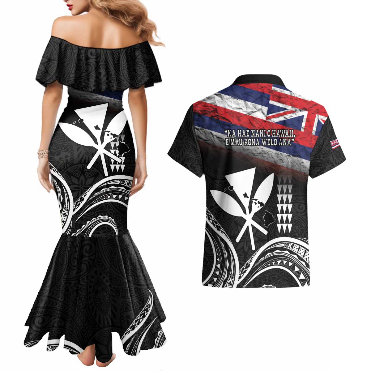 Hawaii Independence Day Couples Matching Mermaid Dress and Hawaiian Shirt La Kuokoa - Happy 28th November LT14 - Polynesian Pride
