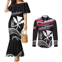 Hawaii Independence Day Couples Matching Mermaid Dress and Long Sleeve Button Shirt La Kuokoa - Happy 28th November LT14 Black - Polynesian Pride