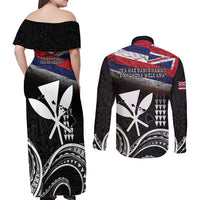 Hawaii Independence Day Couples Matching Off Shoulder Maxi Dress and Long Sleeve Button Shirt La Kuokoa - Happy 28th November LT14 - Polynesian Pride