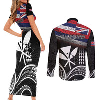 Hawaii Independence Day Couples Matching Short Sleeve Bodycon Dress and Long Sleeve Button Shirt La Kuokoa - Happy 28th November LT14 - Polynesian Pride