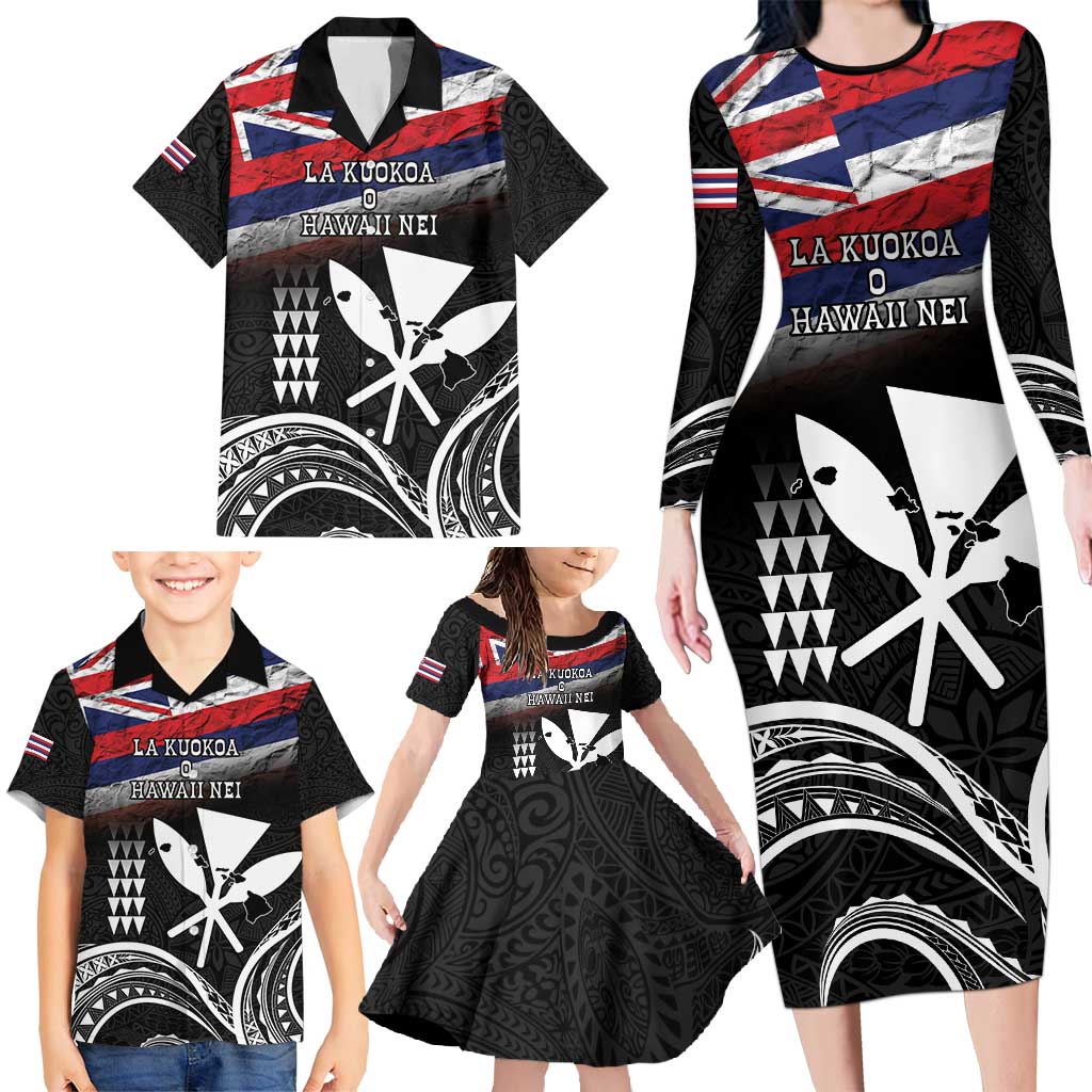 Hawaii Independence Day Family Matching Long Sleeve Bodycon Dress and Hawaiian Shirt La Kuokoa - Happy 28th November LT14 - Polynesian Pride