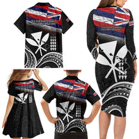 Hawaii Independence Day Family Matching Long Sleeve Bodycon Dress and Hawaiian Shirt La Kuokoa - Happy 28th November LT14 - Polynesian Pride