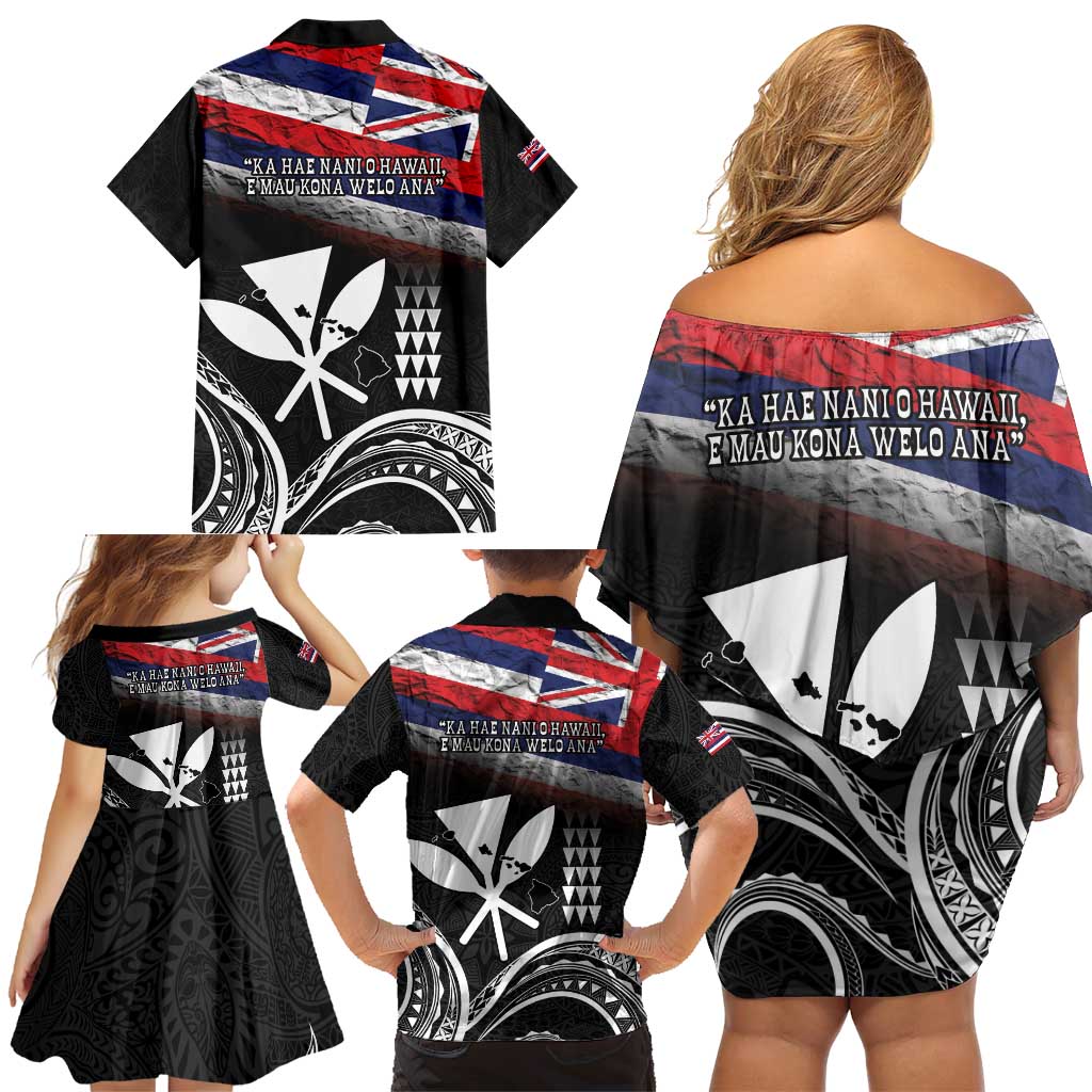 Hawaii Independence Day Family Matching Off Shoulder Short Dress and Hawaiian Shirt La Kuokoa - Happy 28th November LT14 - Polynesian Pride