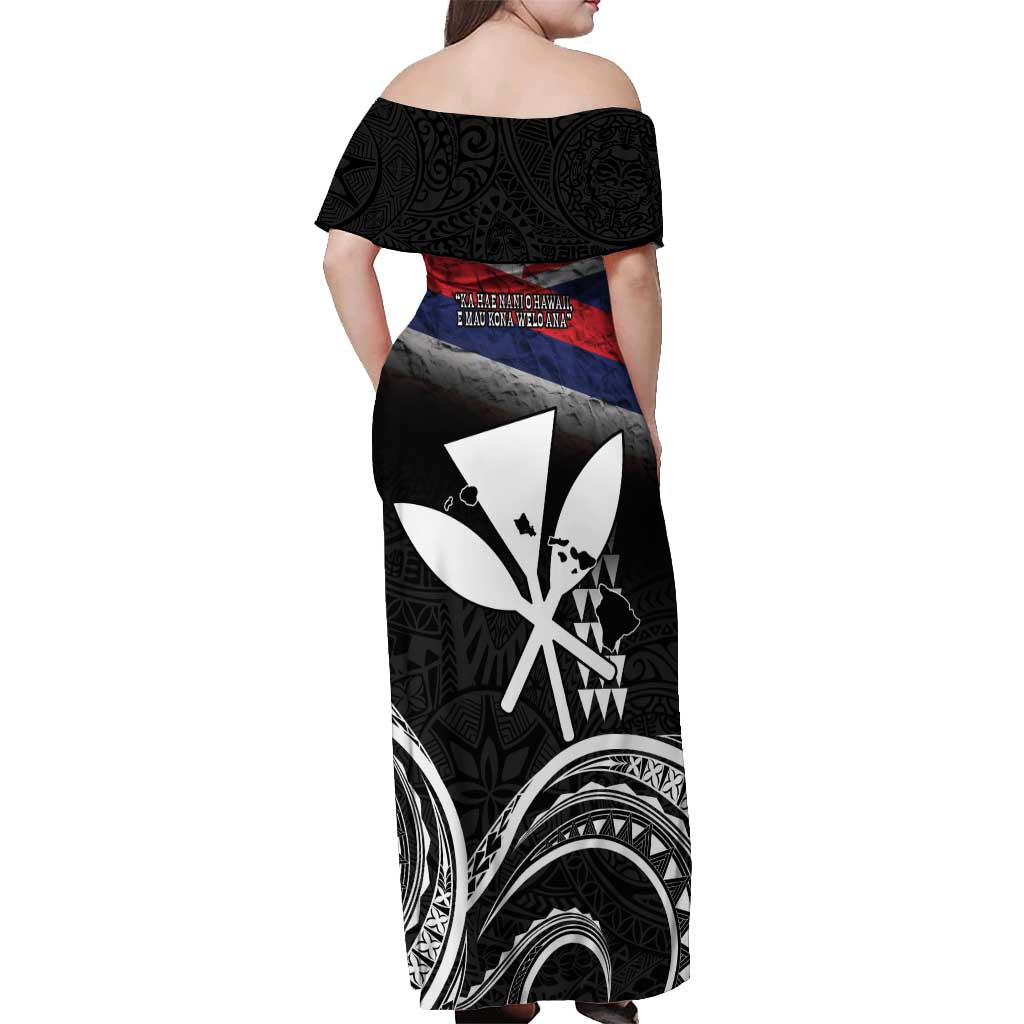 Hawaii Independence Day Off Shoulder Maxi Dress La Kuokoa - Happy 28th November LT14 - Polynesian Pride