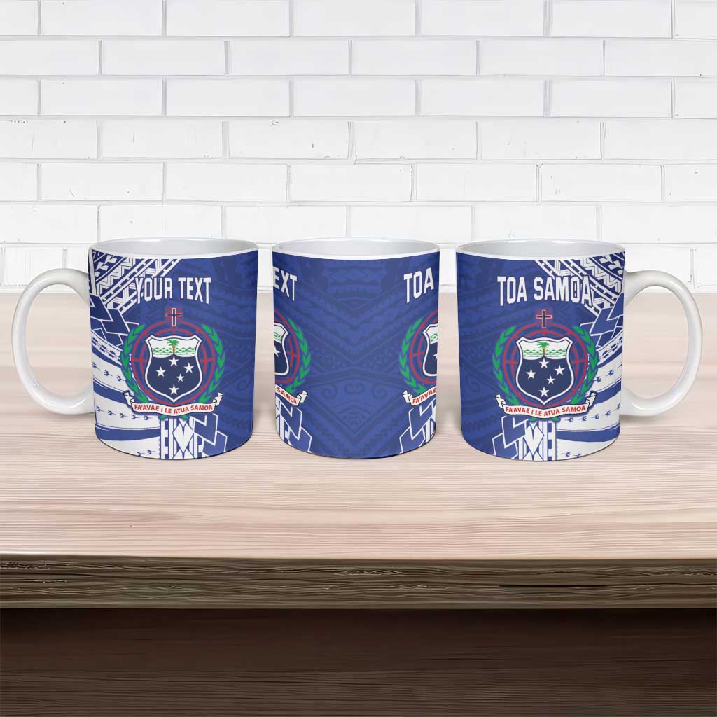 Toa Samoa Rugby Custom Ceramic Mug Go Champions Pacific Samoan Pattern - Polynesian Pride