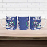 Toa Samoa Rugby Custom Ceramic Mug Go Champions Pacific Samoan Pattern - Polynesian Pride