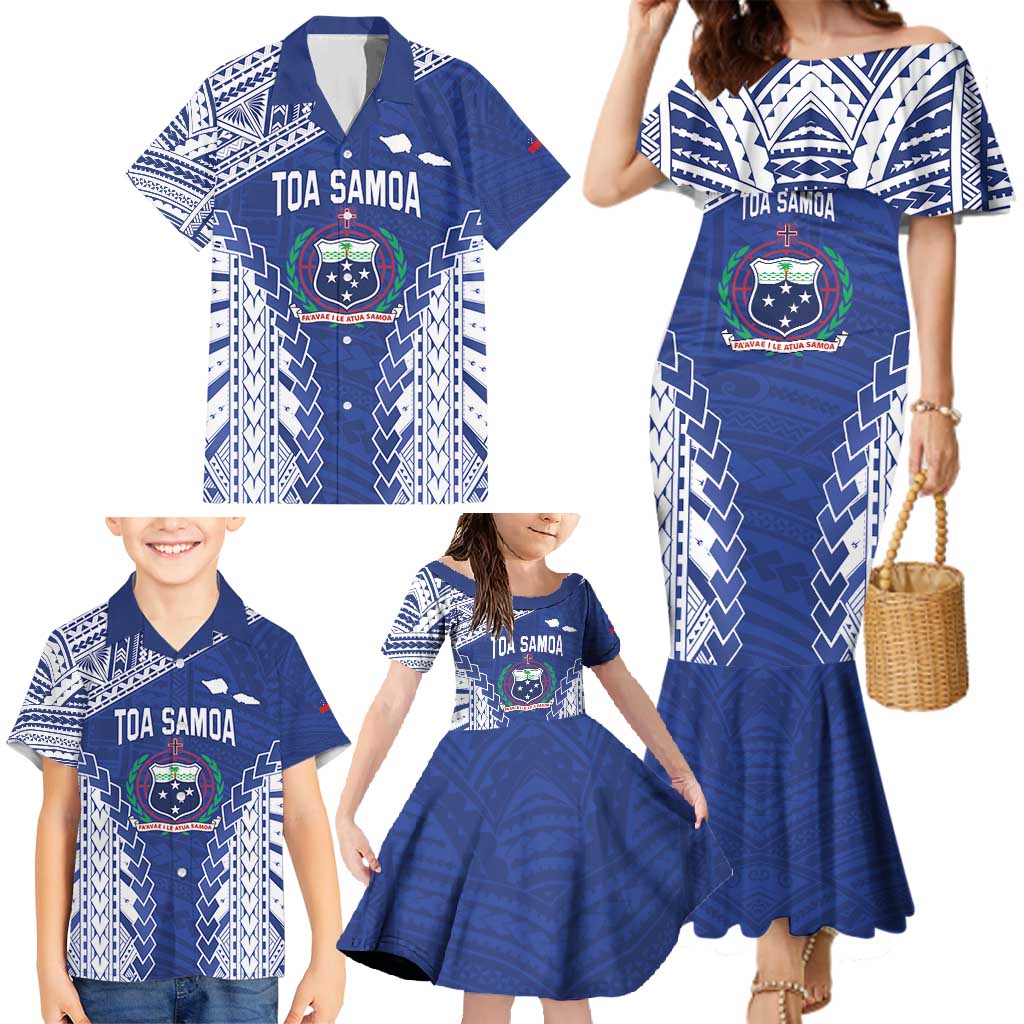 Toa Samoa Rugby Custom Family Matching Mermaid Dress and Hawaiian Shirt Go Champions Pacific Samoan Pattern LT14 - Polynesian Pride