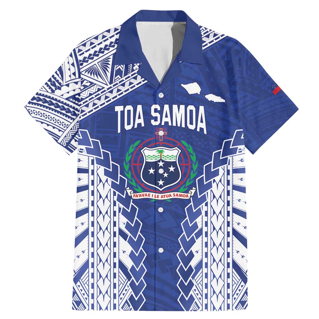 Toa Samoa Rugby Custom Family Matching Mermaid Dress and Hawaiian Shirt Go Champions Pacific Samoan Pattern LT14 Dad's Shirt - Short Sleeve Blue - Polynesian Pride