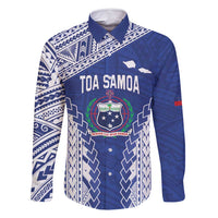 Toa Samoa Rugby Custom Family Matching Mermaid Dress and Hawaiian Shirt Go Champions Pacific Samoan Pattern LT14 Dad's Shirt - Long Sleeve Blue - Polynesian Pride