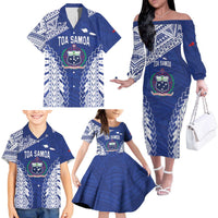 Toa Samoa Rugby Custom Family Matching Off The Shoulder Long Sleeve Dress and Hawaiian Shirt Go Champions Pacific Samoan Pattern LT14 - Polynesian Pride