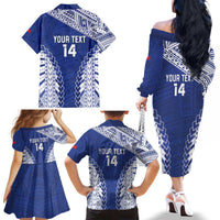 Toa Samoa Rugby Custom Family Matching Off The Shoulder Long Sleeve Dress and Hawaiian Shirt Go Champions Pacific Samoan Pattern LT14 - Polynesian Pride