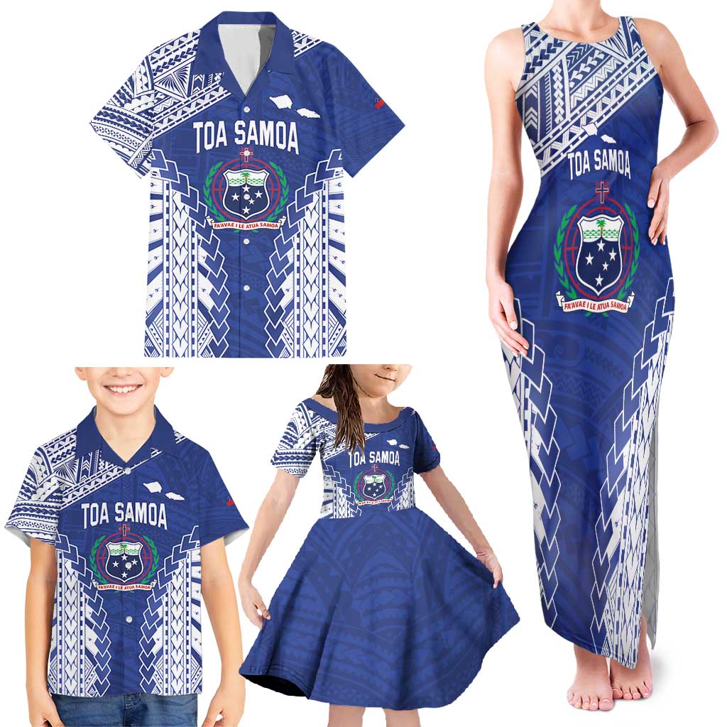 Toa Samoa Rugby Custom Family Matching Tank Maxi Dress and Hawaiian Shirt Go Champions Pacific Samoan Pattern LT14 - Polynesian Pride