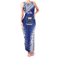 Toa Samoa Rugby Custom Family Matching Tank Maxi Dress and Hawaiian Shirt Go Champions Pacific Samoan Pattern LT14 Mom's Dress Blue - Polynesian Pride