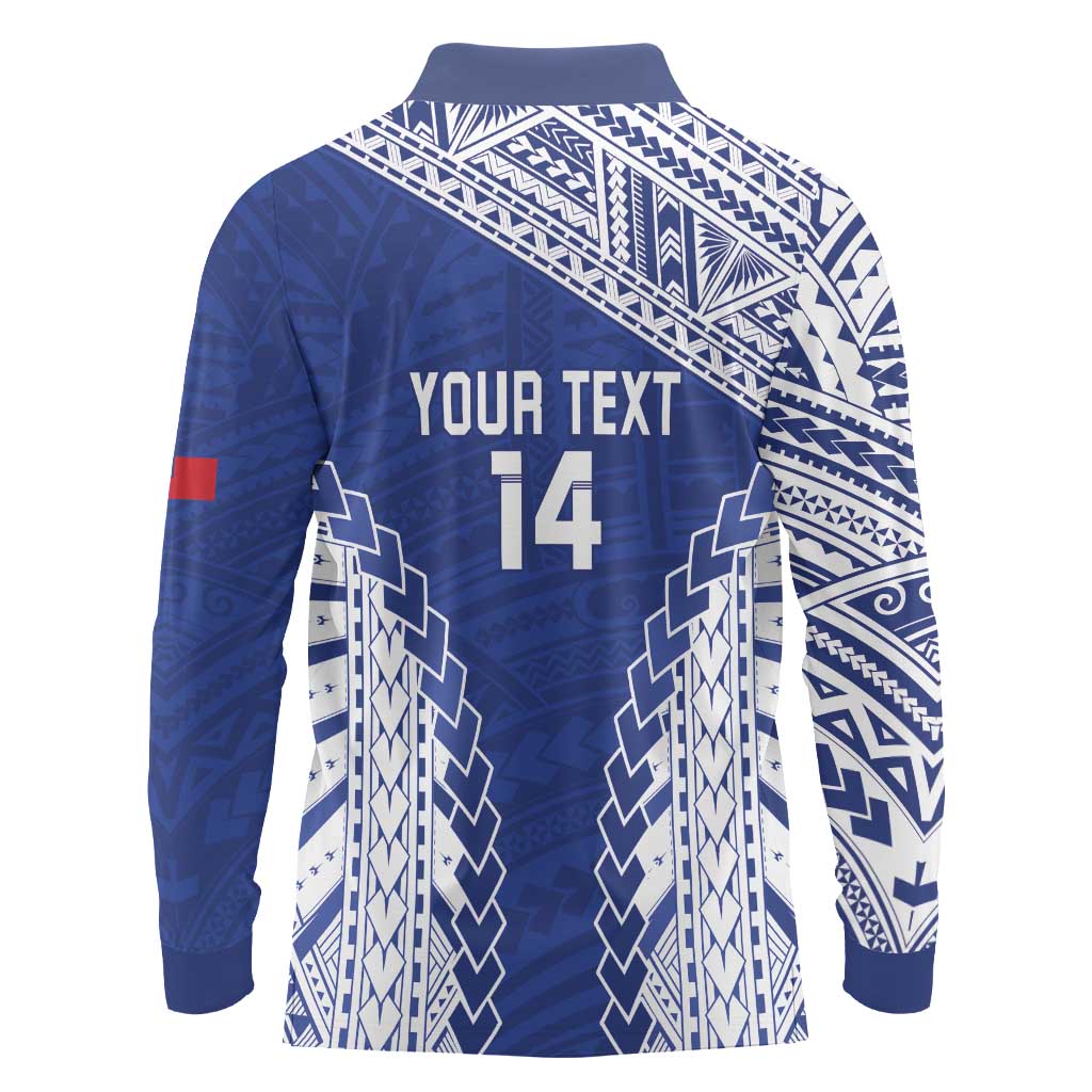 Toa Samoa Rugby Custom Long Sleeve Polo Shirt Go Champions Pacific Samoan Pattern LT14 - Polynesian Pride