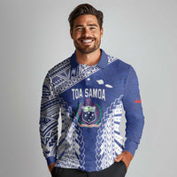 Toa Samoa Rugby Custom Long Sleeve Polo Shirt Go Champions Pacific Samoan Pattern LT14 - Polynesian Pride
