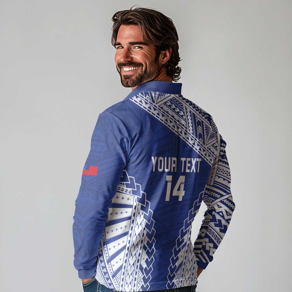 Toa Samoa Rugby Custom Long Sleeve Polo Shirt Go Champions Pacific Samoan Pattern LT14 - Polynesian Pride