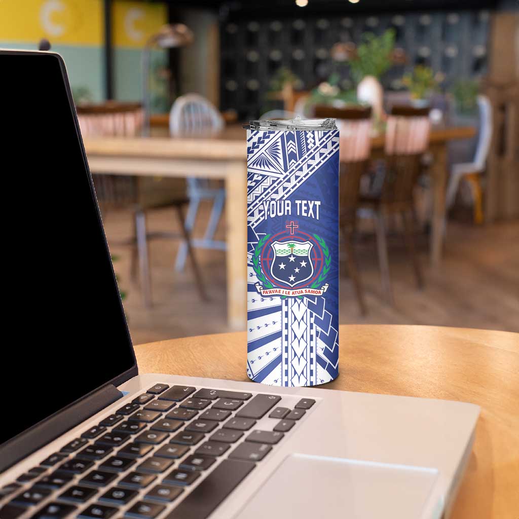 Toa Samoa Rugby Custom Skinny Tumbler Go Champions Pacific Samoan Pattern - Polynesian Pride