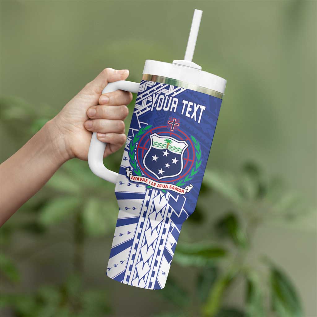 Toa Samoa Rugby Custom Tumbler With Handle Go Champions Pacific Samoan Pattern - Polynesian Pride