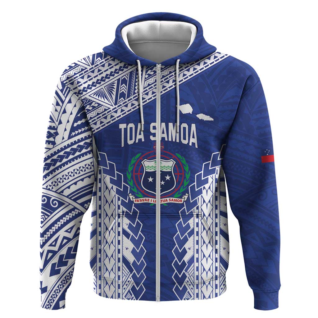 Toa Samoa Rugby Custom Zip Hoodie Go Champions Pacific Samoan Pattern - Polynesian Pride