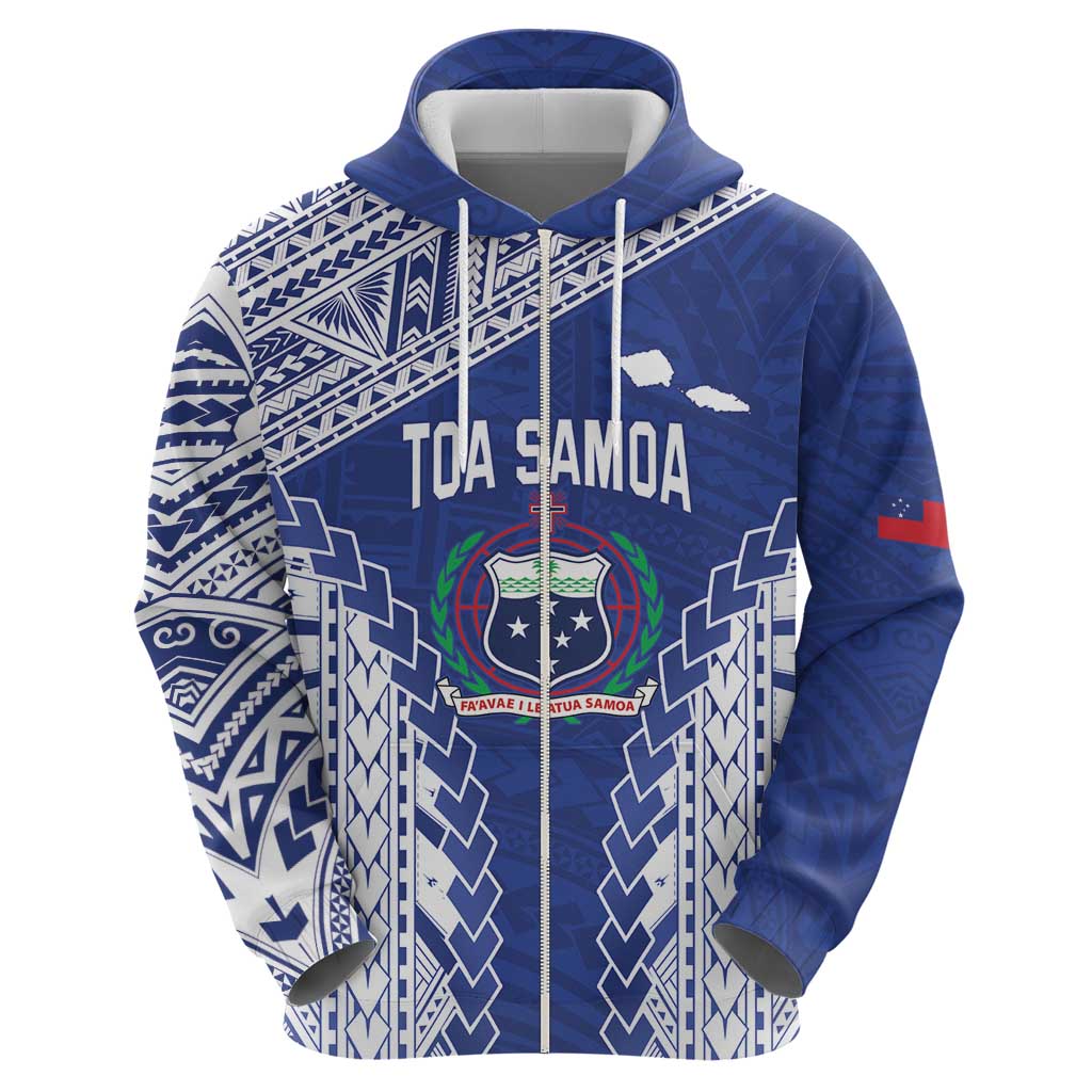 Toa Samoa Rugby Custom Zip Hoodie Go Champions Pacific Samoan Pattern - Polynesian Pride