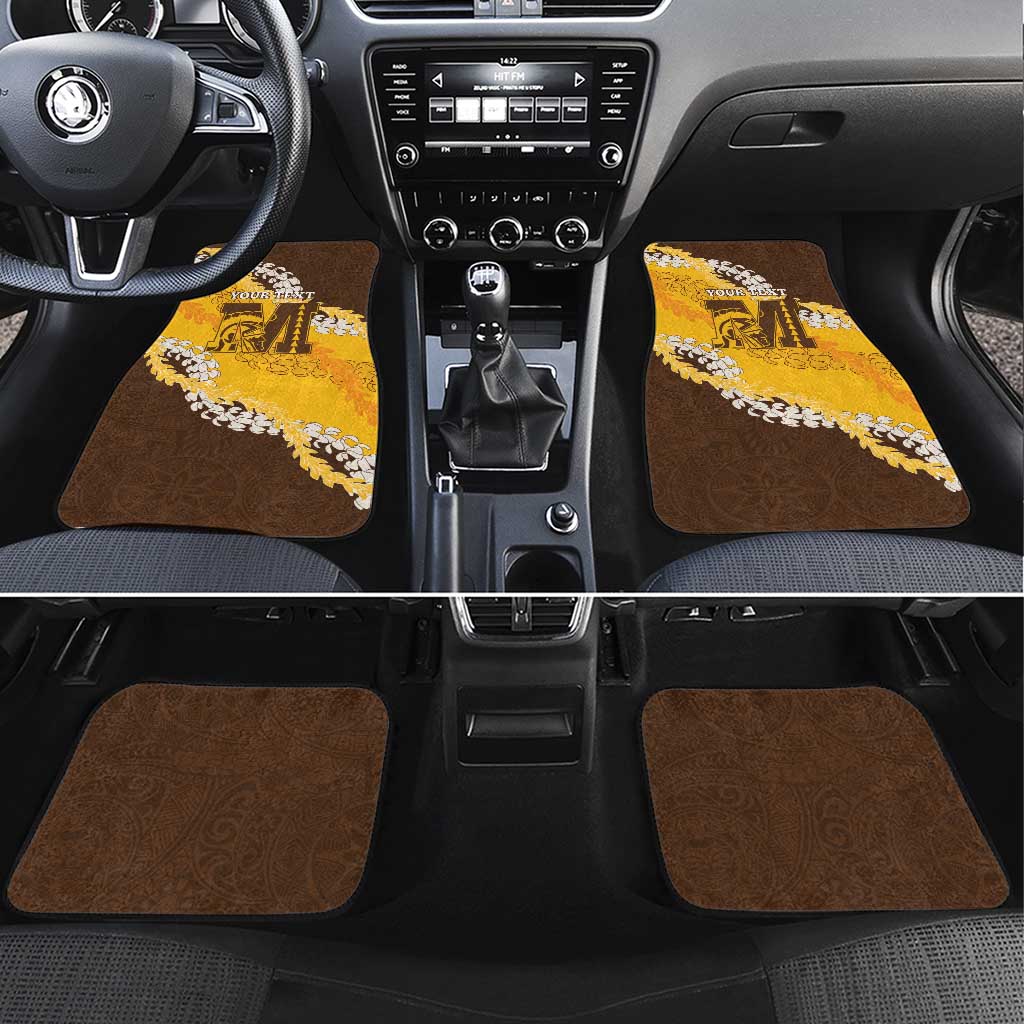 Personalized Mililani Hawaii High School Car Mats Puakenikeni Lei Hawaiian Pattern LT14 Set 4pcs Yellow - Polynesian Pride