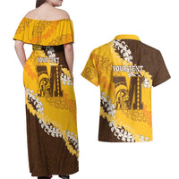 Personalized Mililani Hawaii High School Couples Matching Off Shoulder Maxi Dress and Hawaiian Shirt Puakenikeni Lei Hawaiian Pattern LT14 - Polynesian Pride