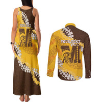 Personalized Mililani Hawaii High School Couples Matching Tank Maxi Dress and Long Sleeve Button Shirt Puakenikeni Lei Hawaiian Pattern LT14 - Polynesian Pride