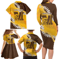 Personalized Mililani Hawaii High School Family Matching Long Sleeve Bodycon Dress and Hawaiian Shirt Puakenikeni Lei Hawaiian Pattern LT14 - Polynesian Pride