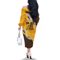Personalized Mililani Hawaii High School Family Matching Off The Shoulder Long Sleeve Dress and Hawaiian Shirt Puakenikeni Lei Hawaiian Pattern LT14 - Polynesian Pride