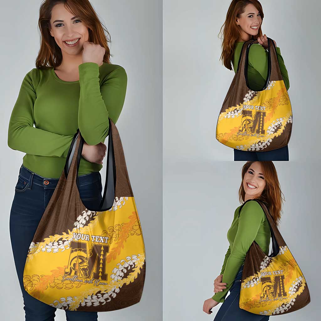 Personalized Mililani Hawaii High School Grocery Bag Puakenikeni Lei Hawaiian Pattern - Polynesian Pride