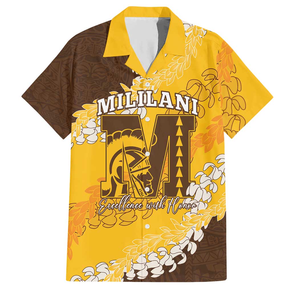 Personalized Mililani Hawaii High School Hawaiian Shirt Puakenikeni Lei Hawaiian Pattern - Polynesian Pride