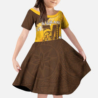 Personalized Mililani Hawaii High School Kid Short Sleeve Dress Puakenikeni Lei Hawaiian Pattern - Polynesian Pride