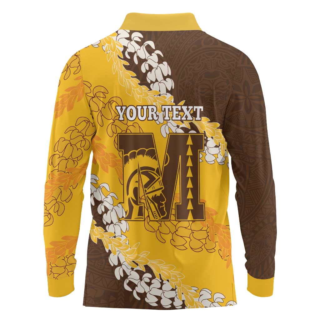 Personalized Mililani Hawaii High School Long Sleeve Polo Shirt Puakenikeni Lei Hawaiian Pattern LT14 - Polynesian Pride
