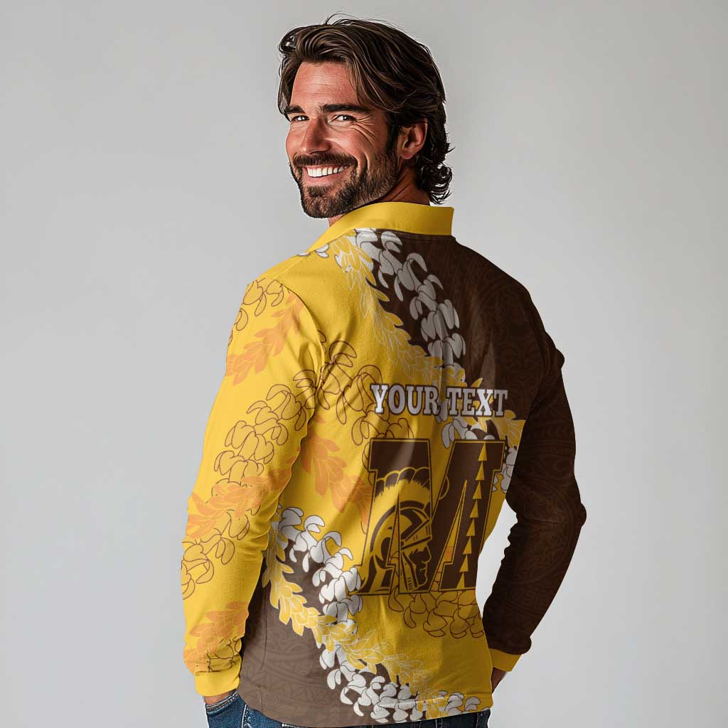 Personalized Mililani Hawaii High School Long Sleeve Polo Shirt Puakenikeni Lei Hawaiian Pattern LT14 - Polynesian Pride