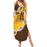 Personalized Mililani Hawaii High School Summer Maxi Dress Puakenikeni Lei Hawaiian Pattern LT14 Women Yellow - Polynesian Pride