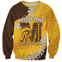 Personalized Mililani Hawaii High School Sweatshirt Puakenikeni Lei Hawaiian Pattern LT14 Unisex Yellow - Polynesian Pride