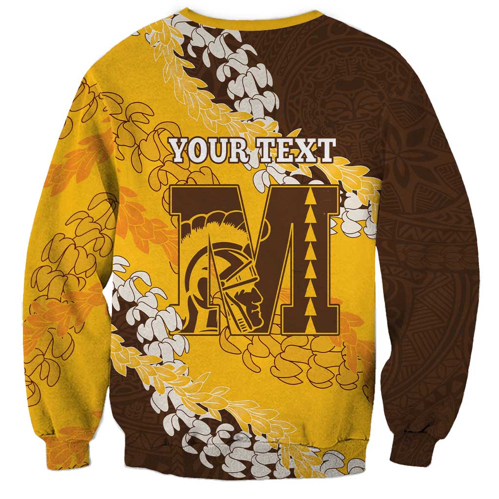 Personalized Mililani Hawaii High School Sweatshirt Puakenikeni Lei Hawaiian Pattern LT14 - Polynesian Pride