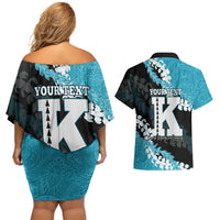 Personalized Kapolei Hawaii High School Couples Matching Off Shoulder Short Dress and Hawaiian Shirt Puakenikeni Lei Hawaiian Pattern LT14 - Polynesian Pride