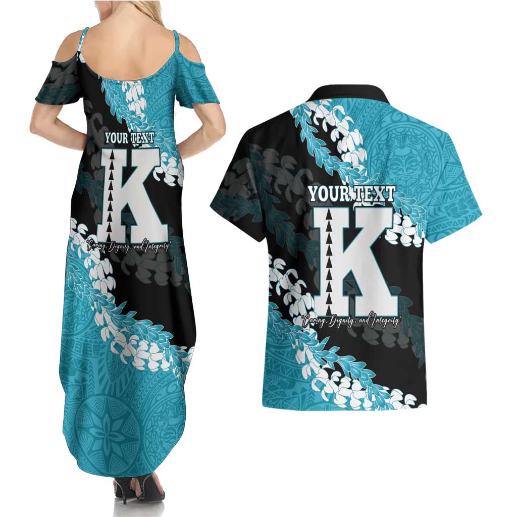 Personalized Kapolei Hawaii High School Couples Matching Summer Maxi Dress and Hawaiian Shirt Puakenikeni Lei Hawaiian Pattern LT14 - Polynesian Pride