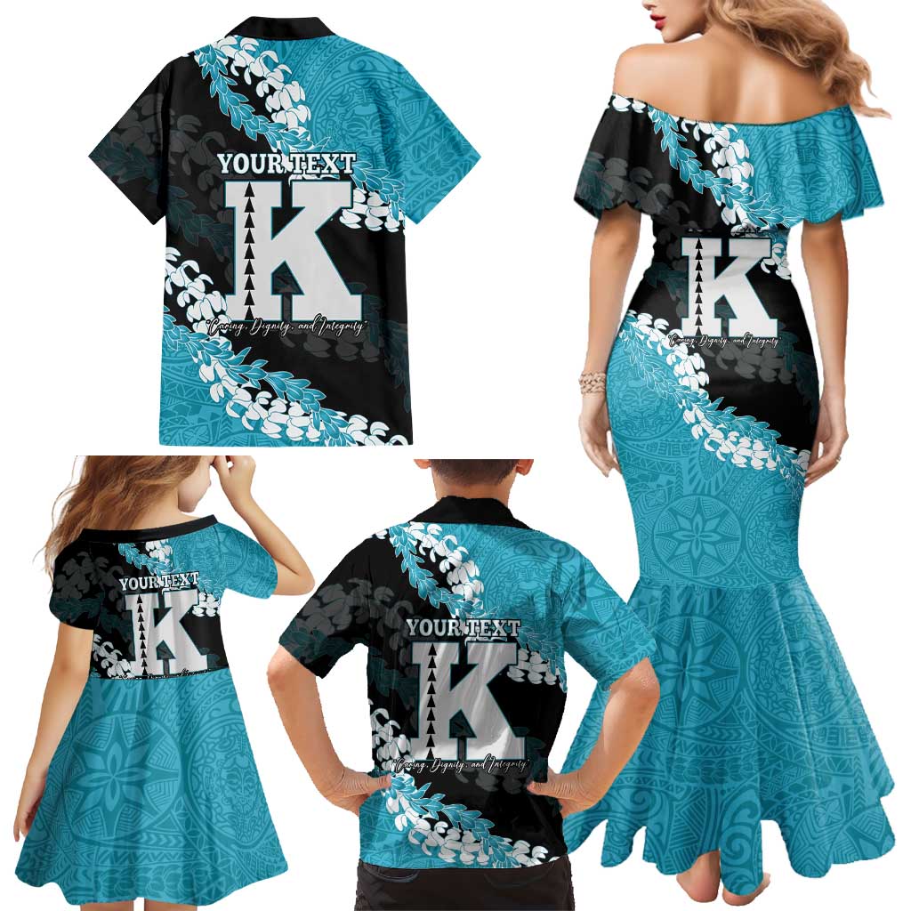 Personalized Kapolei Hawaii High School Family Matching Mermaid Dress and Hawaiian Shirt Puakenikeni Lei Hawaiian Pattern LT14 - Polynesian Pride