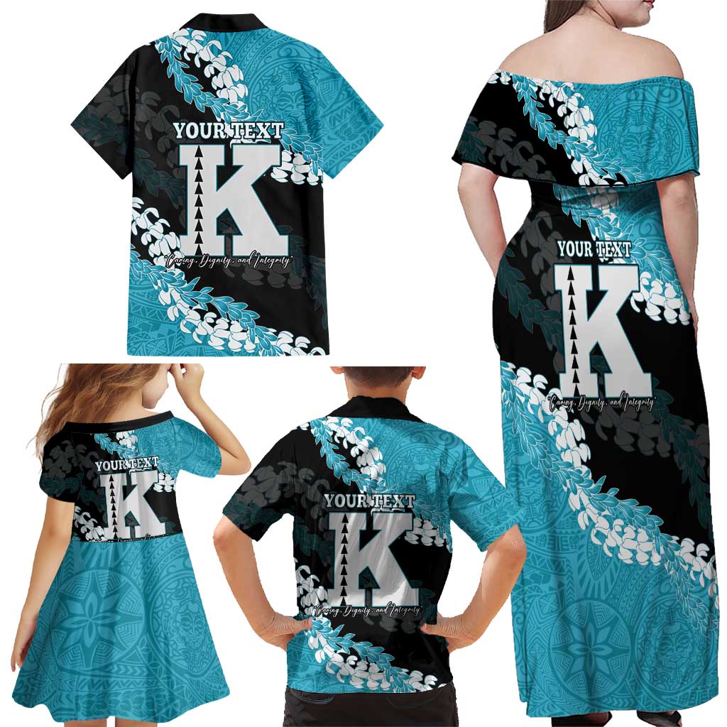 Personalized Kapolei Hawaii High School Family Matching Off Shoulder Maxi Dress and Hawaiian Shirt Puakenikeni Lei Hawaiian Pattern LT14 - Polynesian Pride
