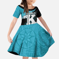 Personalized Kapolei Hawaii High School Family Matching Puletasi and Hawaiian Shirt Puakenikeni Lei Hawaiian Pattern LT14 Daughter's Dress Teal - Polynesian Pride