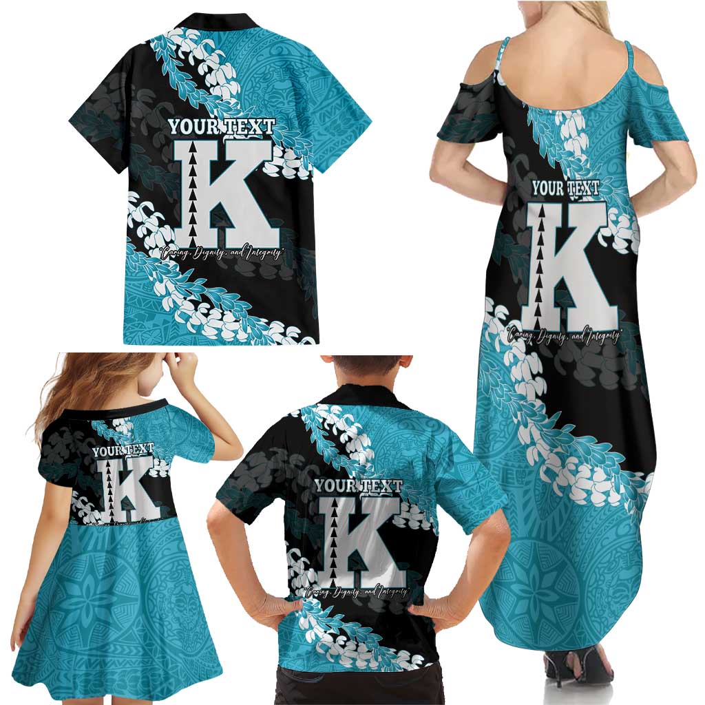 Personalized Kapolei Hawaii High School Family Matching Summer Maxi Dress and Hawaiian Shirt Puakenikeni Lei Hawaiian Pattern LT14 - Polynesian Pride