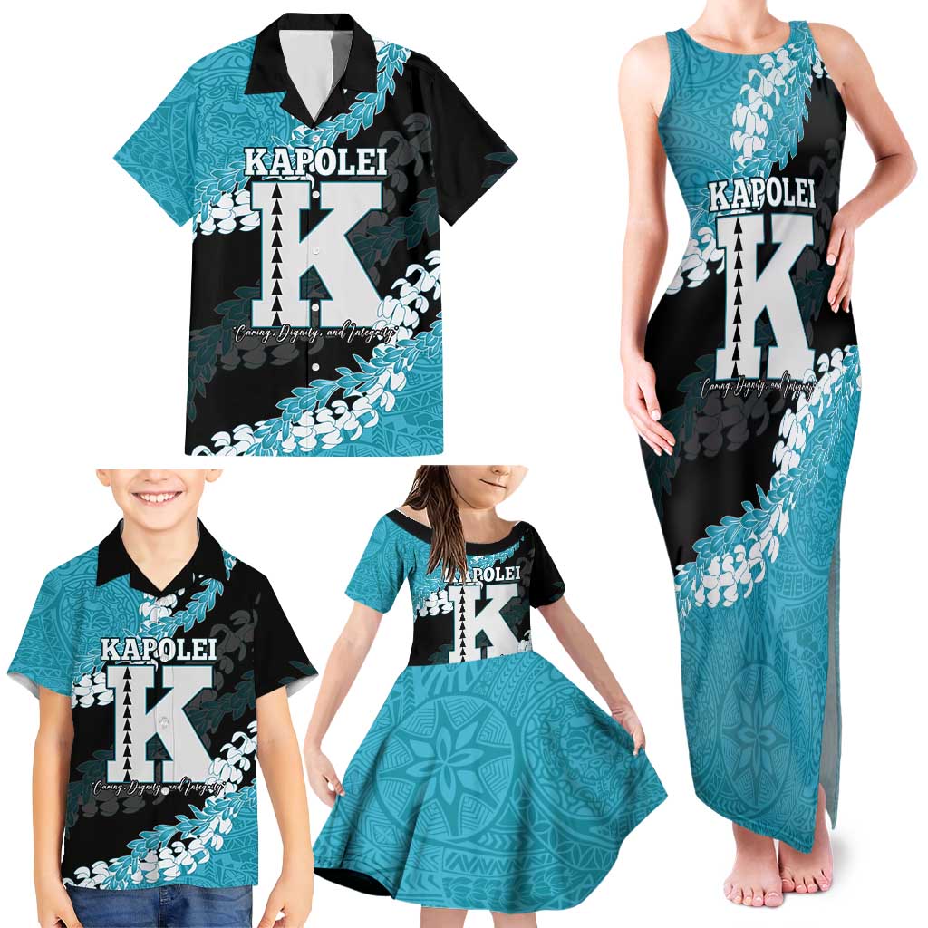 Personalized Kapolei Hawaii High School Family Matching Tank Maxi Dress and Hawaiian Shirt Puakenikeni Lei Hawaiian Pattern LT14 - Polynesian Pride
